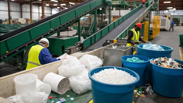 Pile of sorted plastic waste for recycling
