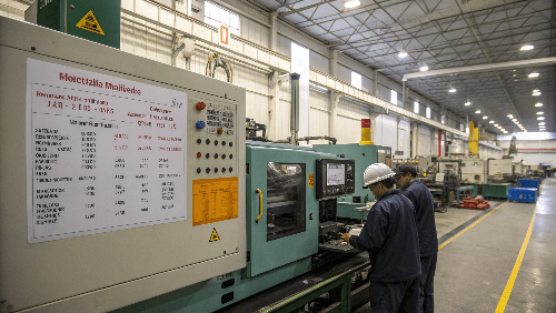 Image showing rows of injection molding machines in a factory
