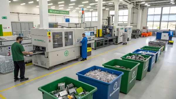 Infographic showing sustainable injection molding practices