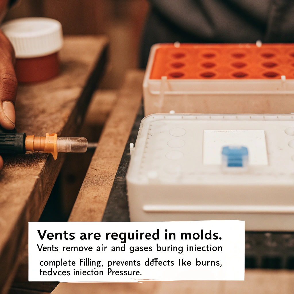 Illustration comparing mold fill with and without vents