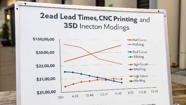 Image of a chart comparing cost and lead time across 3DP, CNC, IM