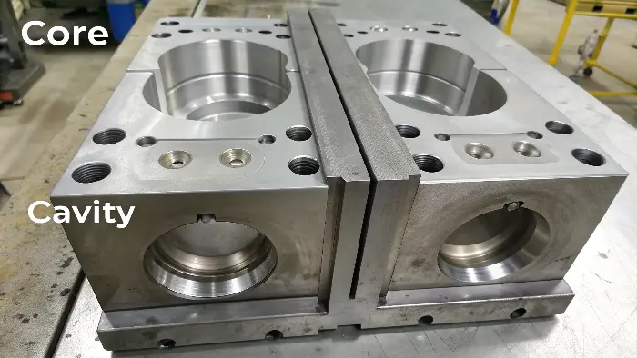 Diagram of mold core and cavity separation