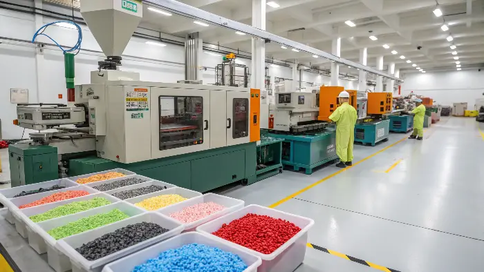 A colorful array of plastic masterbatch pellets