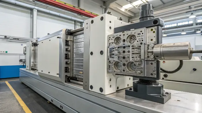 A mold flow analysis simulation showing balanced fill in a multi-cavity mold