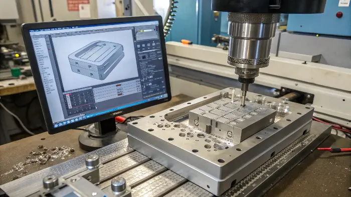 Assembled Plastic Injection Mold An assembled plastic injection mold ready for testing