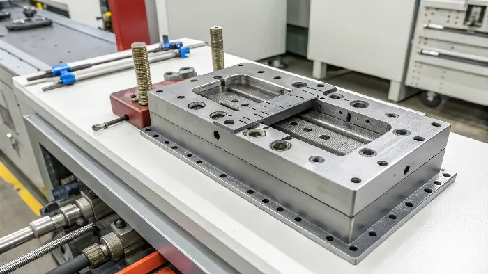 A close-up of a slider component with a gold-colored TiN surface coating.