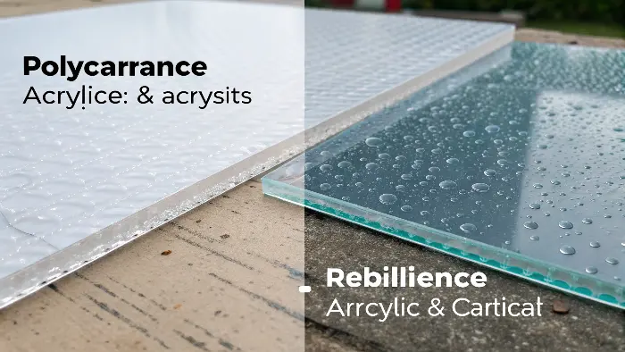 A clear protective shield made of polycarbonate next to a clear display case made of acrylic