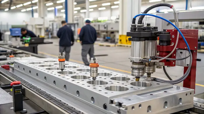 A complex automotive part with multiple gates made possible by a hot runner system
