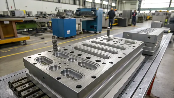 An infographic comparing the complexity of a single-cavity mold to a 16-cavity mold.