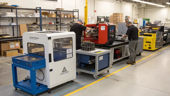 A decision tree graphic showing factors to consider when choosing a manufacturing process