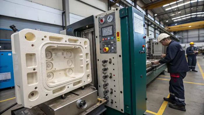 A diagram showing the high pressures inside a traditional injection molding machine