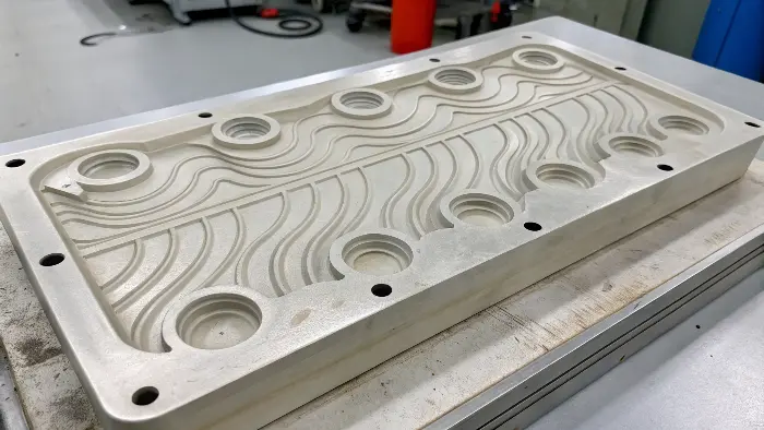 A diagram showing plastic flow inside a mold cavity and how it cools against the walls.