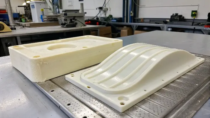 Warpage in Thin Wall Injection Molding A warped thin plastic part sitting on a flat surface