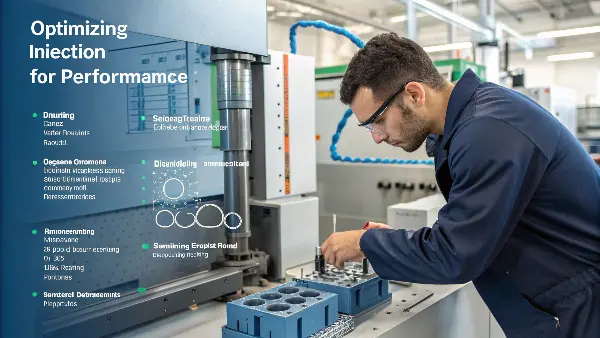 A high-performance nylon gear component emerging from an injection mold.