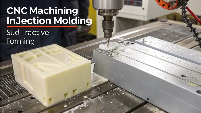 Diagram showing a CNC mill vs an injection molding machine