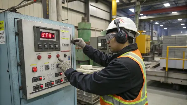 An engineer reviewing a technical datasheet for a plastic material on a computer.