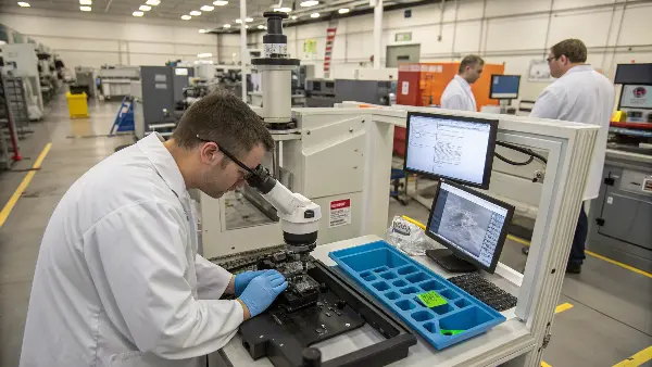 A close-up shot of a nylon injection molded part showing a defect like flash or a sink mark.