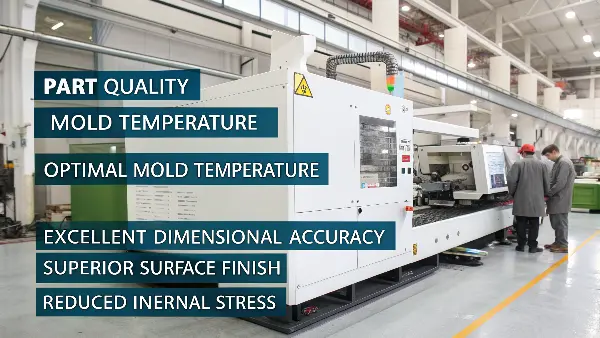An engineer inspecting a freshly injection molded plastic part next to the mold.