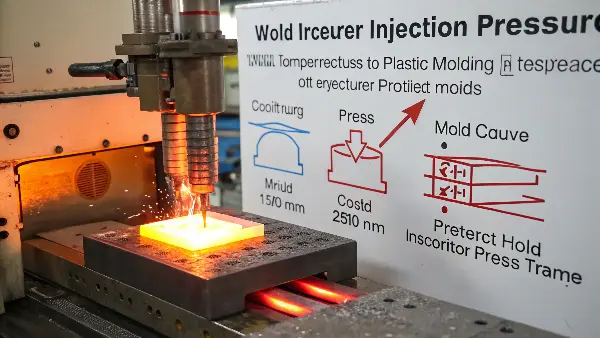 A pressure gauge on an injection molding machine.