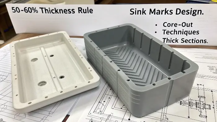 CAD design showing cored out sections and proper rib design
