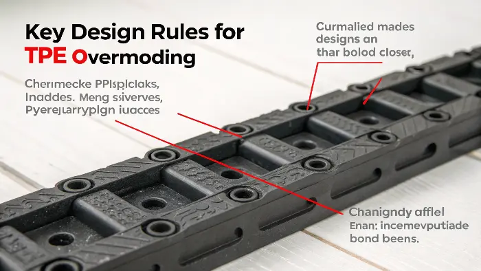 CAD design showing mechanical interlocks for overmolding