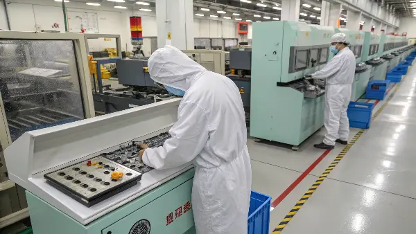 An engineer inspecting a complex plastic part for consumer electronics.
