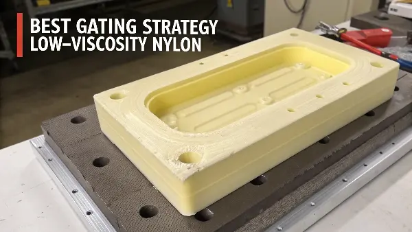 An injection mold with a well-designed tab gate for a nylon part