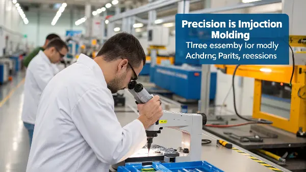 workers assembling complex plastic parts on a production line
