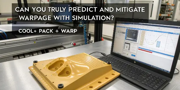Simulation Predicting Part Warpage Side-by-side comparison of a CAD model and a warped simulation result