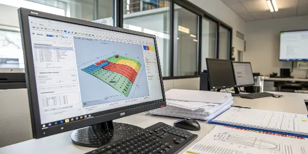 Draft Angle Simulation Analysis A screenshot of a mold-flow analysis software showing a color-mapped part indicating areas with proper and improper draft angles.
