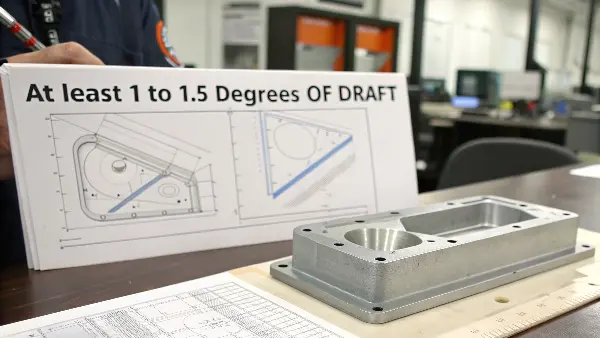 An injection molded part with a textured surface being inspected for defects.