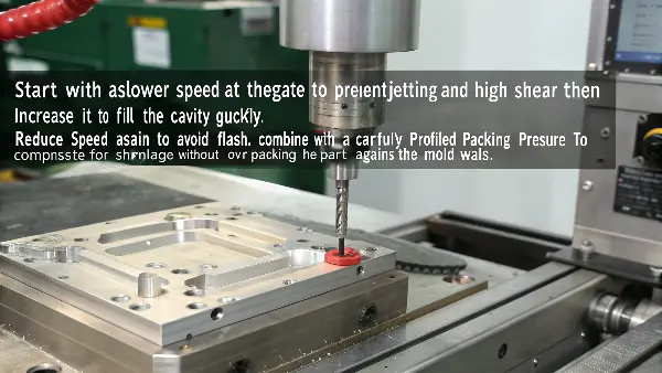Multi-stage Injection Profile A graph showing a multi-stage injection speed and pressure profile.