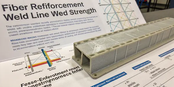 Fiber reinforcement creating a weak weld line in a plastic part.