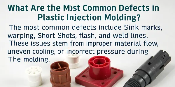 Common Injection Molding Defects An image showing examples of common injection molding defects like sink marks and warping.