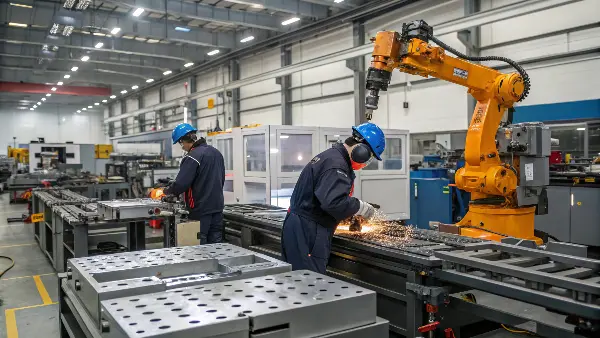 Metal Fabricator in Demand A skilled metal fabricator operating a CNC press brake machine.