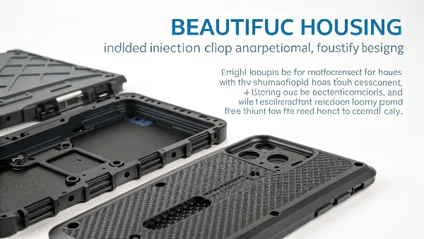 A complex plastic part with ribs and bosses