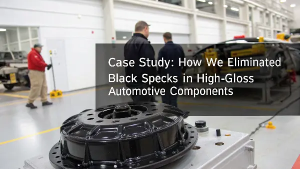 Eliminating Black Specks in High-Gloss Components A close-up of a high-gloss black automotive component showing a tiny speck defect