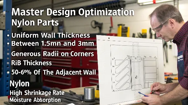 A close-up of a well-designed black nylon gear showing uniform wall thickness and smooth surfaces.