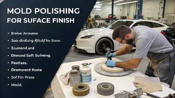 Perfectly Polished Mold Core A perfectly polished mold core reflecting light, showing a mirror finish.