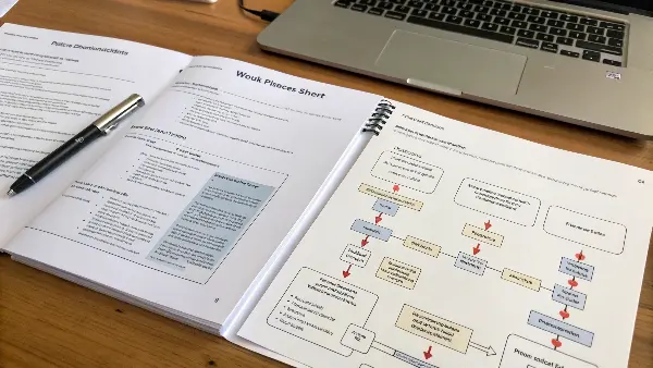 A side-by-side comparison of a high-level process sheet and a detailed work instruction with images.