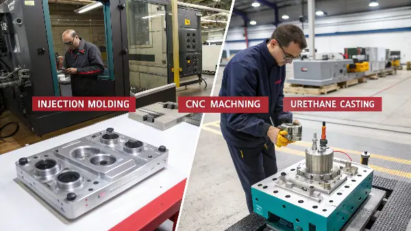 Injection molding vs cnc machining vs urethane casting comparison chart