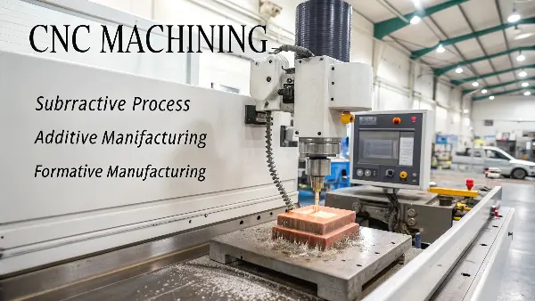 An infographic showing the three main types of manufacturing: additive, subtractive, and formative.