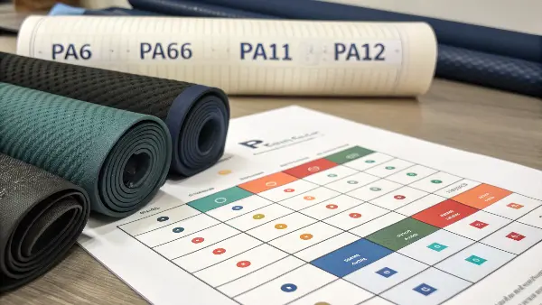 An infographic showing the molecular structures of PA6, PA66, and PA12.