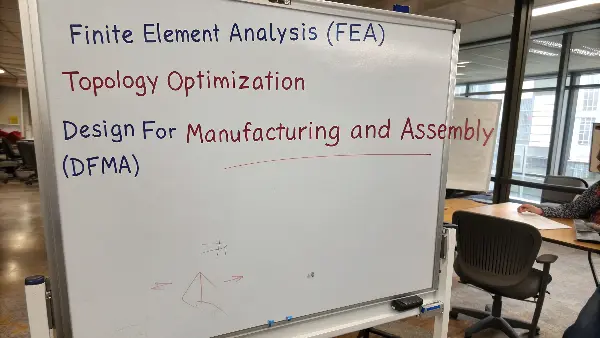 Topology Optimization Example A side-by-side comparison showing a blocky initial design and a streamlined, topology-optimized final design.