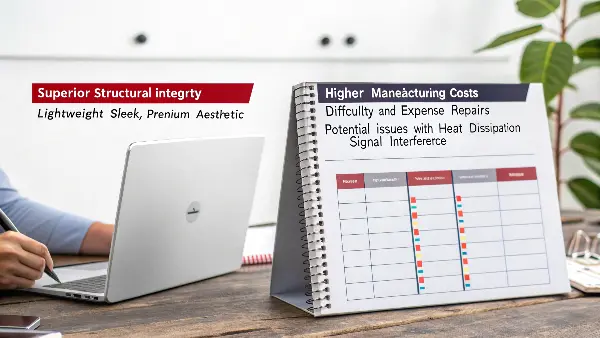 Pros and Cons of Metal Unibody Design A sleek metal unibody chassis for a laptop