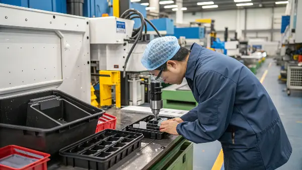 Causes of Black Specks in Injection Molding An infographic showing the main causes of black specks in injection molding