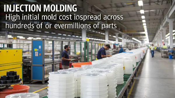 Graph showing cost-per-part decreasing with volume