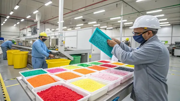 Color Masterbatch for Injection Molding An array of colorful masterbatch pellets