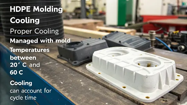 A mold with intricate cooling channels visible on a CAD screen