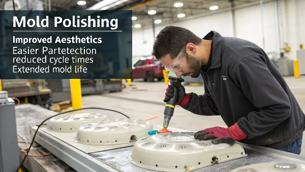 Comparison of Polished and Unpolished Parts A close-up shot of a polished plastic part next to an unpolished one, highlighting the difference in quality.